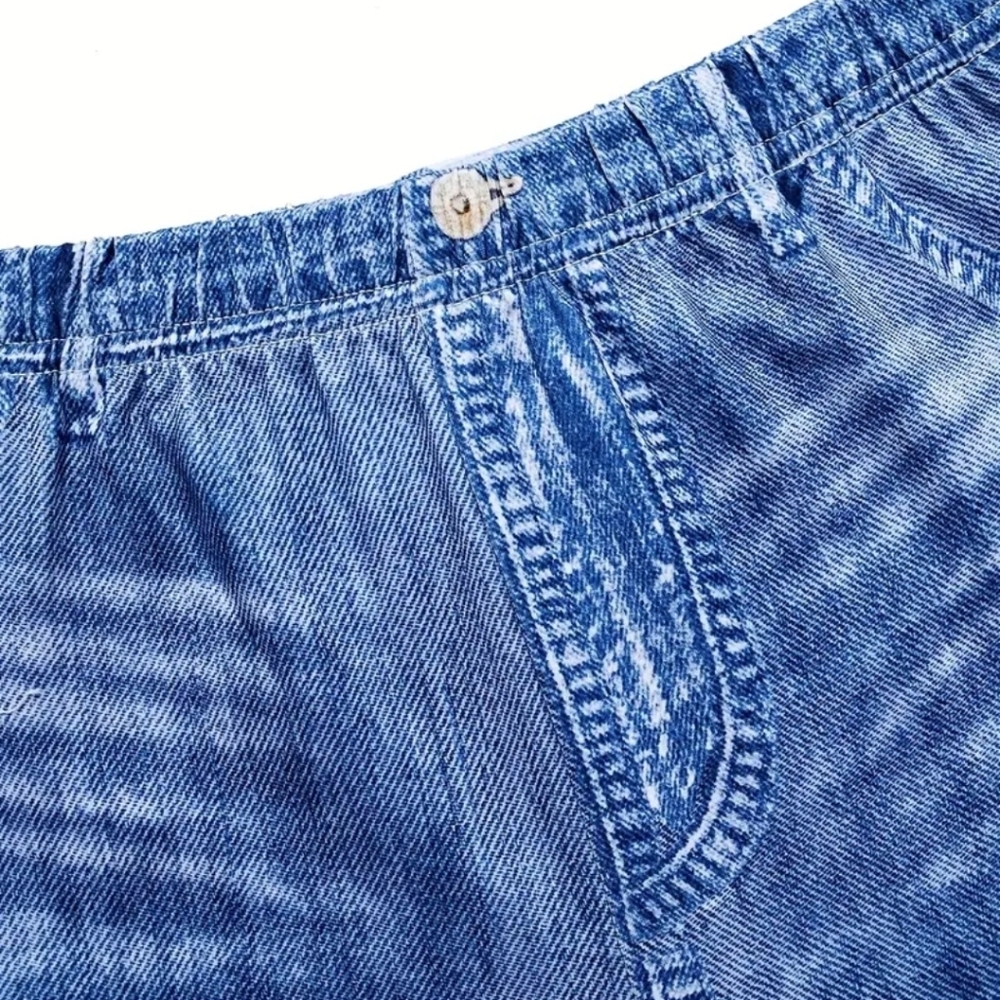 Blue Floral Print Flared Jeans Imitation Denim - Sz Medium - Picture 5 of 7